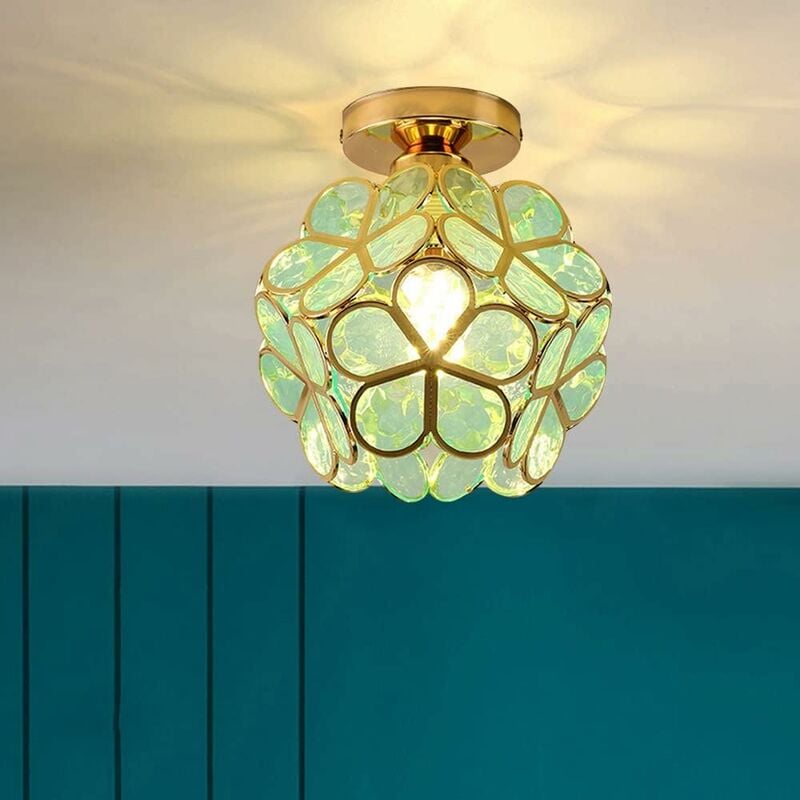foto del prodotto fortuneville plafoniera moderna a forma di fiore, lampada da soffitto con paralume in vetro colorato creativo, lampada a sospensione lampadario
