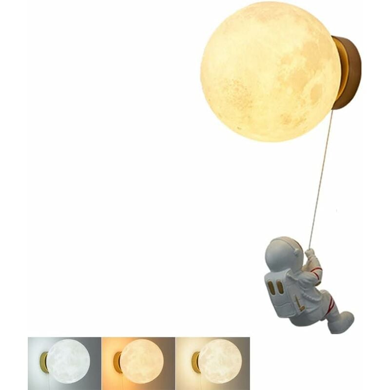 foto del prodotto fortuneville planet moon lampada da parete 3d luce notturna dimmerabile, camera dei bambini lampada da notte sferica per ragazzi ragazze lampada da
