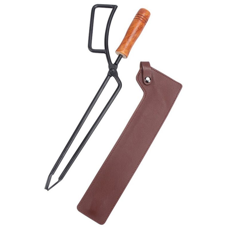 foto del prodotto fortuneville porta carbone con custodia, pinza per barbecue multifunzionale in metallo, pinza per barbecue ergonomica in fibra di carbonio con