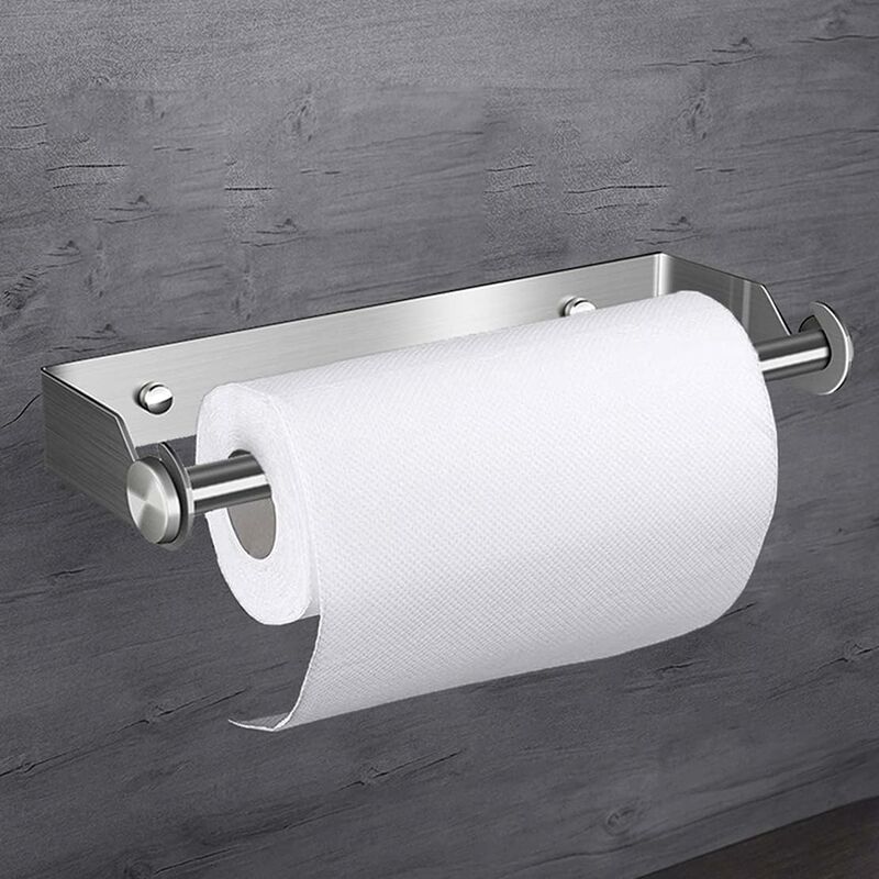 foto del prodotto fortuneville porta scottex montaggio a parete, portarotolo sotto l armadio, acciaio inossidabile, foratura libera autoadesiva, per riporre carta