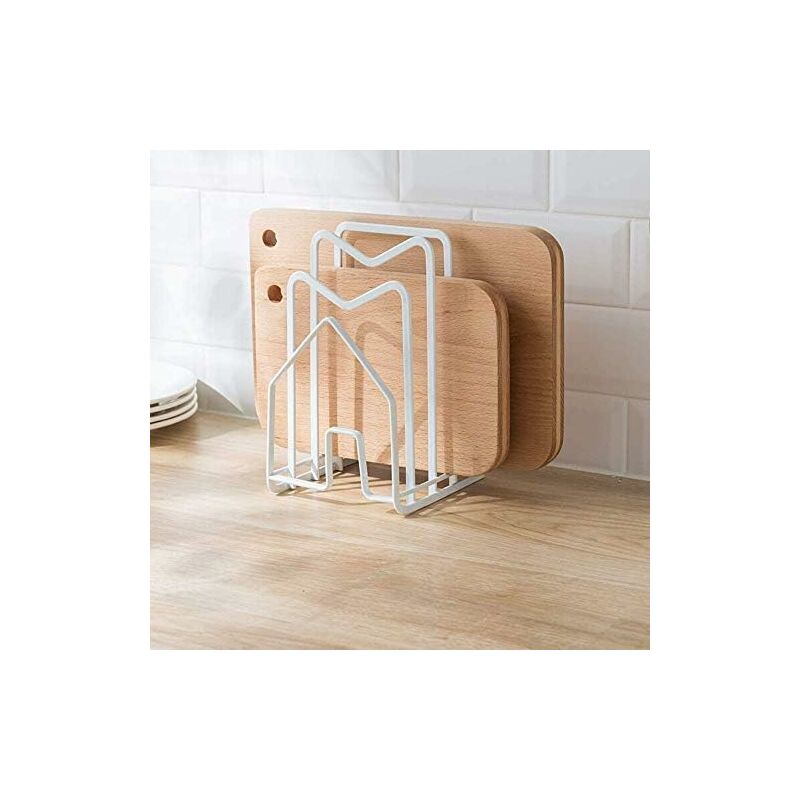 foto del prodotto fortuneville porta tagliere portapadella adatto per ripiano da cucina scaffale porta tagliere bianco