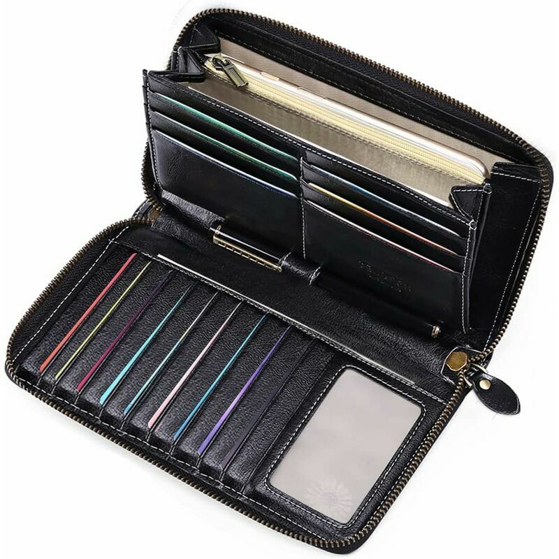 foto del prodotto fortuneville portafoglio da donna in pelle portamonete da donna di grande capacit , con 17 scomparti per carte inclusi e porta libretto degli