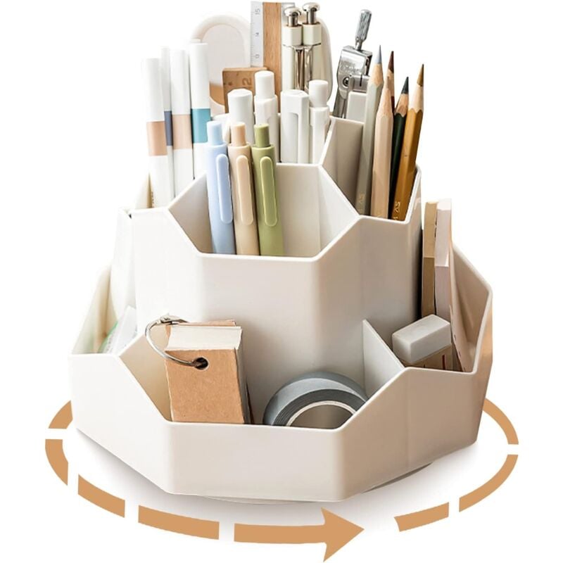 foto del prodotto fortuneville - portapenne girevole, organizer da scrivania a 9 scomparti, capacità elevata, rotazione a 360 , contiene matite, matite colorate,
