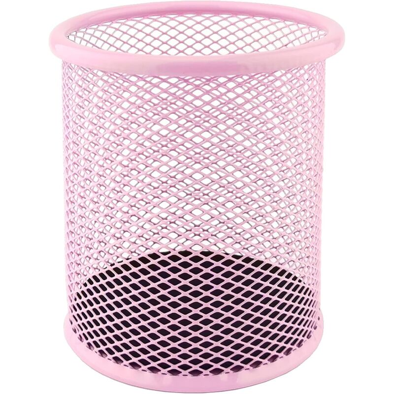 foto del prodotto fortuneville portapenne in metallo portapenne rotondo in metallo organizzazione ufficio e casa rete multifunzione per penna a sfera 91 mm rosa