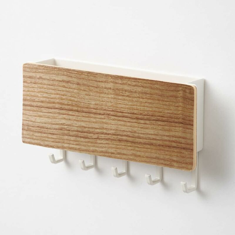 foto del prodotto fortuneville portaposta in legno e gancio per chiavi portachiavi portaposta in legno non poroso da parete 5 ganci in legno con 5 ganci in plastica