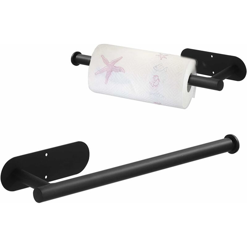 foto del prodotto fortuneville portarotolo da cucina da parete adesiva porta scottex acciaio inox porta rotoli cartaigienica bagno nero porta rotolone da muro senza