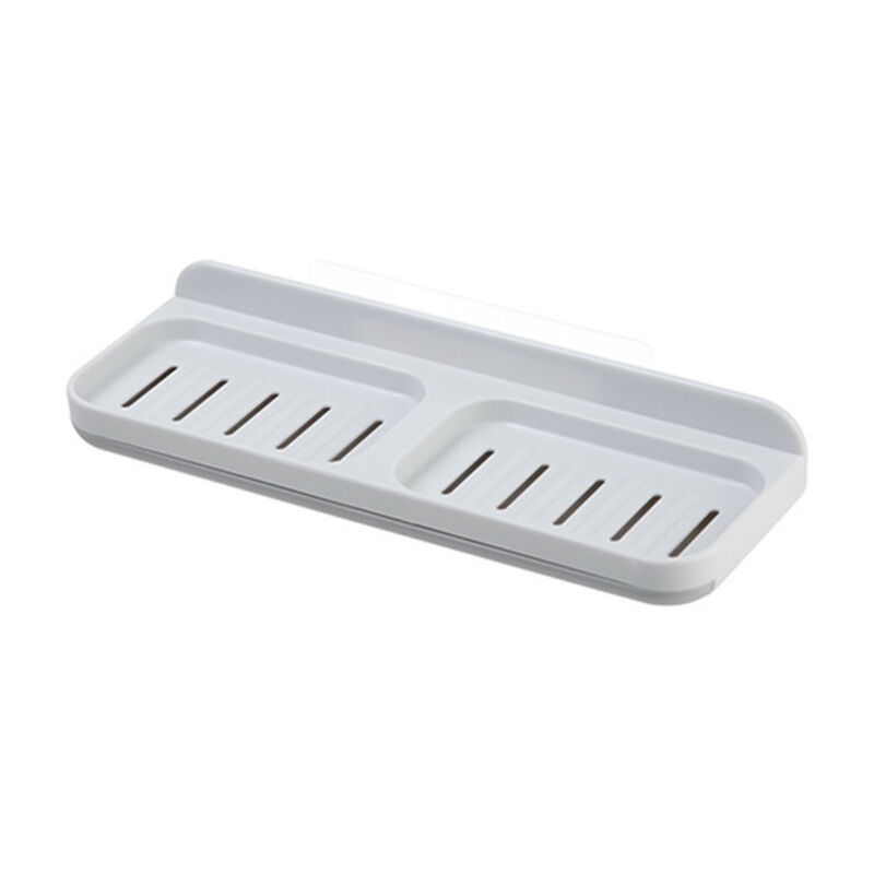 foto del prodotto fortuneville portasapone a doppio scomparto portasapone per shampoo portasapone a doppio strato cucina bagno porta spugna a parete portasapone 1