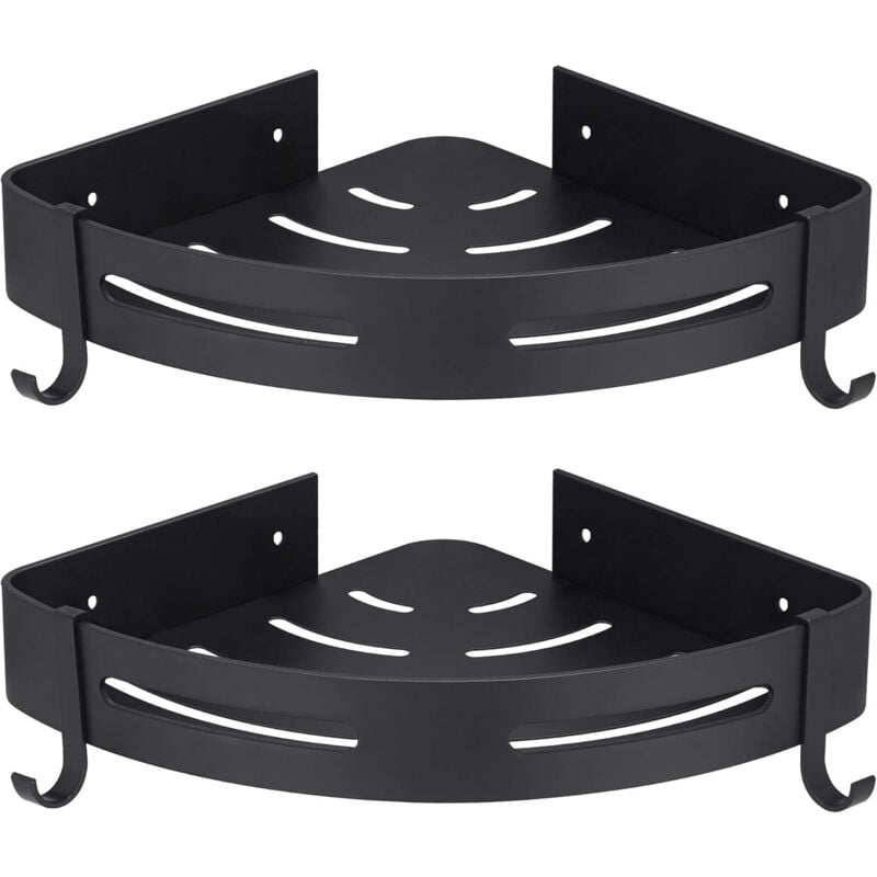 foto del prodotto fortuneville portasapone per doccia angolare nero, senza foratura, portaoggetti per bagno, accessori da bagno, set di 2 portasapone per doccia in