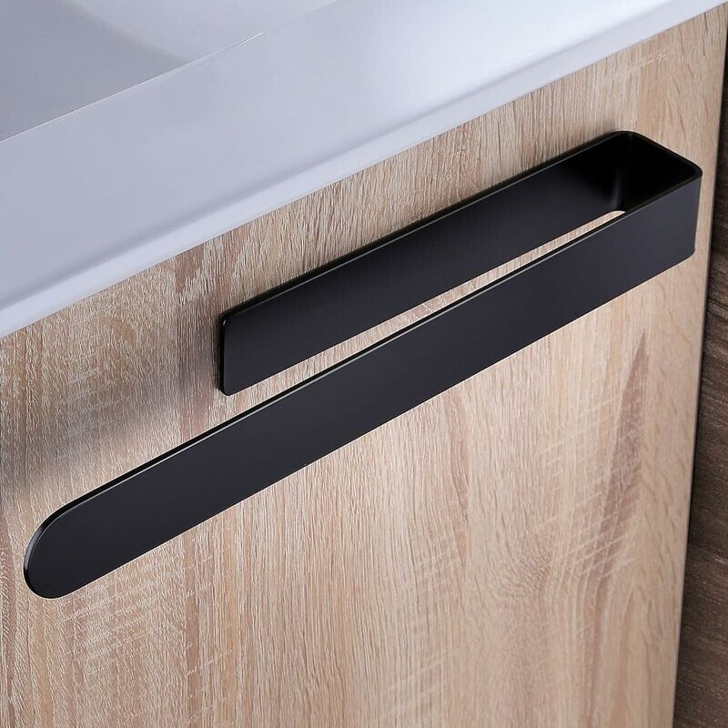 foto del prodotto fortuneville portasciugamani da bagno portasciugamani adesivo in acciaio inox nero, 37 cm