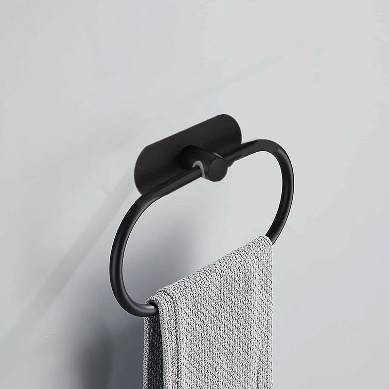 foto del prodotto fortuneville portasciugamani ovale in acciaio inox portasciugamani gancio portasciugamani da parete accessori per il bagno peso 2 kg nero 