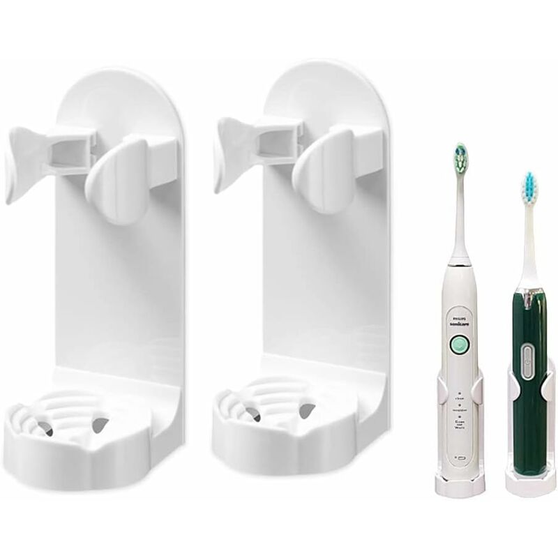 foto del prodotto fortuneville portaspazzolino elettrico set di 2 portaspazzolino elettrico regolabile a parete portaspazzolino autoadesivo per accessori da bagno