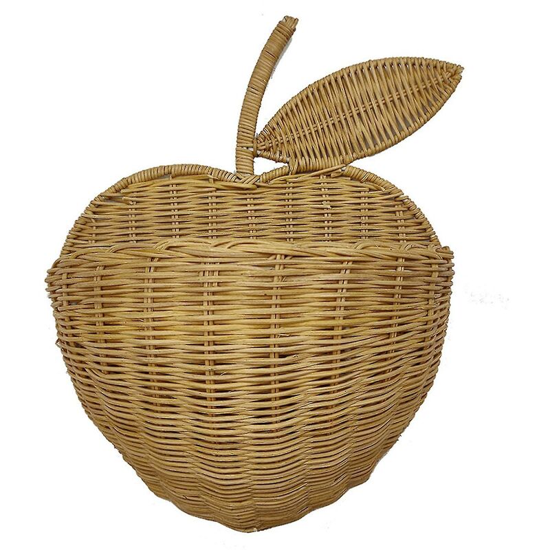 foto del prodotto fortuneville pratico cestino portaoggetti montabile a parete in rattan intrecciato a forma di mele porta organizer compatibile per uso quotidiano