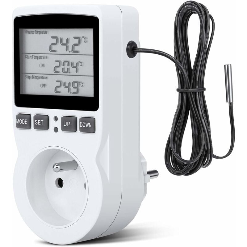 foto del prodotto fortuneville presa termostato, presa timer digitale, presa digitale programmabile con sensore, timer digitale programmabile, presa termostato