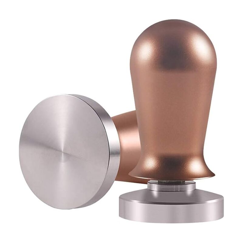 foto del prodotto fortuneville pressino espresso 58mm, timbro caff in acciaio inox, manico ergonomico in legno per un imballaggio ottimale rosso marrone 