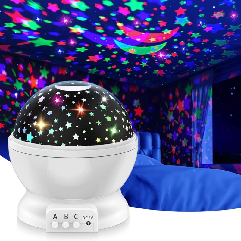 foto del prodotto fortuneville proiettore stelle per bambini luce notturna giocattoli per bambini per 2 12 anni 1pc cielo stellato bianco rotante 
