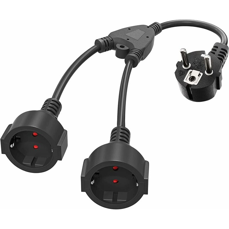foto del prodotto fortuneville prolunga contatto di protezione, cavo di linea in plastica hitrends ac schuko y con prese a 2 vie, doppia spina schuko ip20 per casa,