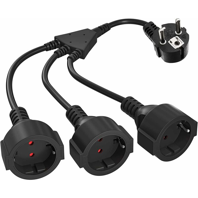 foto del prodotto fortuneville - prolunga contatto di protezione, cavo di linea in plastica hitrends ac-schuko y con prese a 2 vie, doppia spina schuko ip20 per casa, ufficio, esterno, 3 x 1,5 mm², fino a 250 v/ 16 a, bianco