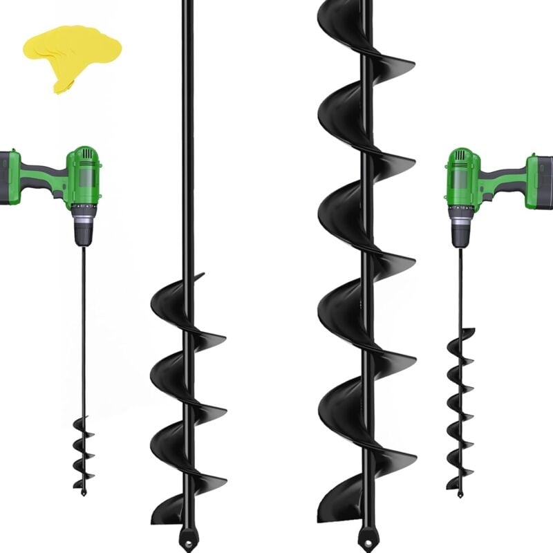 foto del prodotto fortuneville - punta per trapano da giardino, strumento per scavare per piante, per forare, punta a trivella solida, punta a spirale, 5 x 60cm 8 x