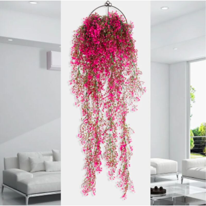 foto del prodotto fortuneville pz 80cm piante di fiori artificiali di rose appese piante finte per matrimoni decorazione ghirlanda da giardino
