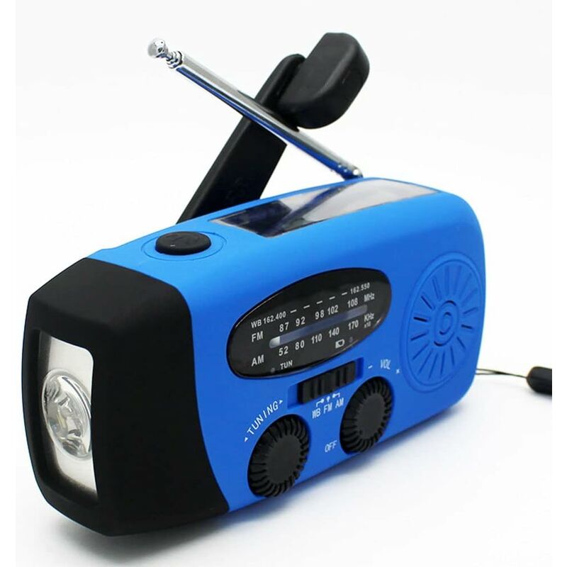 foto del prodotto fortuneville radio portatile a manovella, radio dinamo a energia solare con torcia a led di emergenza radio di emergenza a energia solare radio am