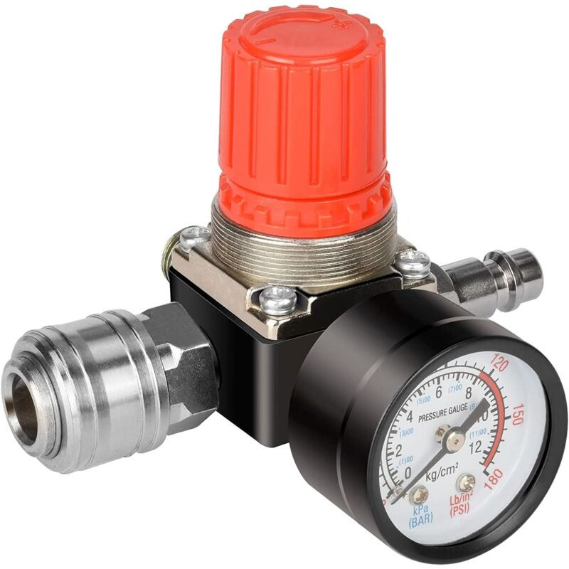 foto del prodotto fortuneville regolatore aria compressa monopezzo 1 4 4 fori regolatore di pressione per aria compressa con manometro