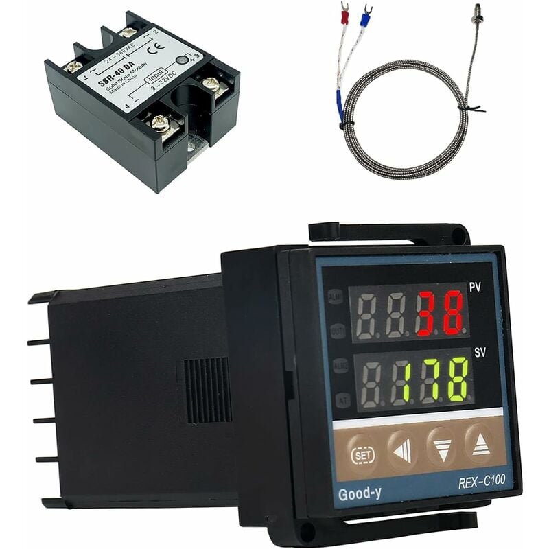foto del prodotto fortuneville regolatore di temperatura digitale rex c100, kit di allarme pid 0 1300 uscita rel termostato intelligente digitale con tipo k