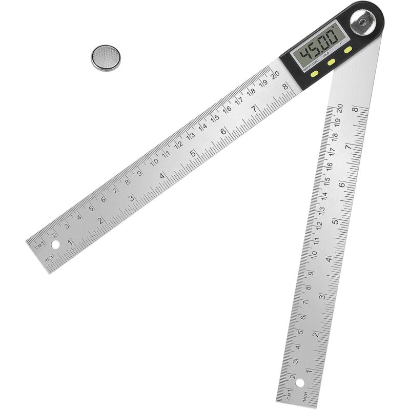 foto del prodotto fortuneville righello angolare digitale, calibro digitale in acciaio inossidabile da 200 mm con regolazione dello zero e funzione di blocco,