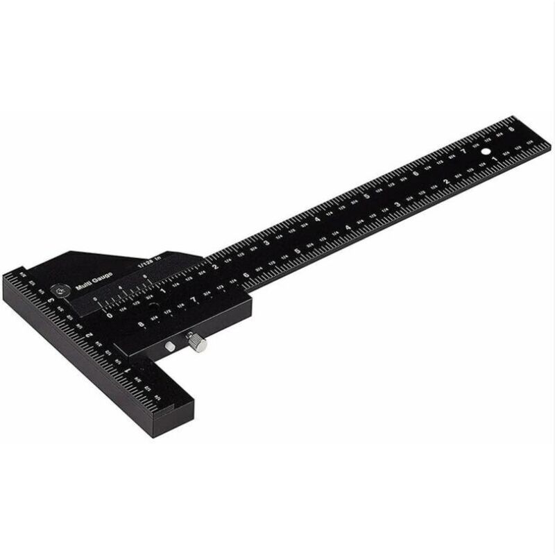 foto del prodotto fortuneville righello per carpenteria, righello per tracciatura multifunzionale per lavorazione del legno, righello a forma di t in alluminio,