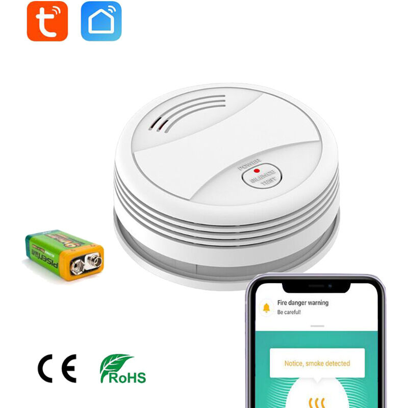 foto del prodotto fortuneville rilevatore di fumo senza batteria allarme antincendio intelligente