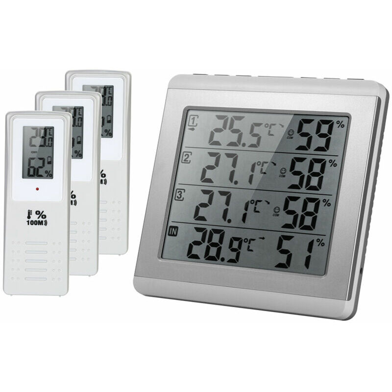 foto del prodotto fortuneville rilevatore di umidit igrometro di temperatura a quattro canali lcd termometro digitale wireless per interni esterni con livello