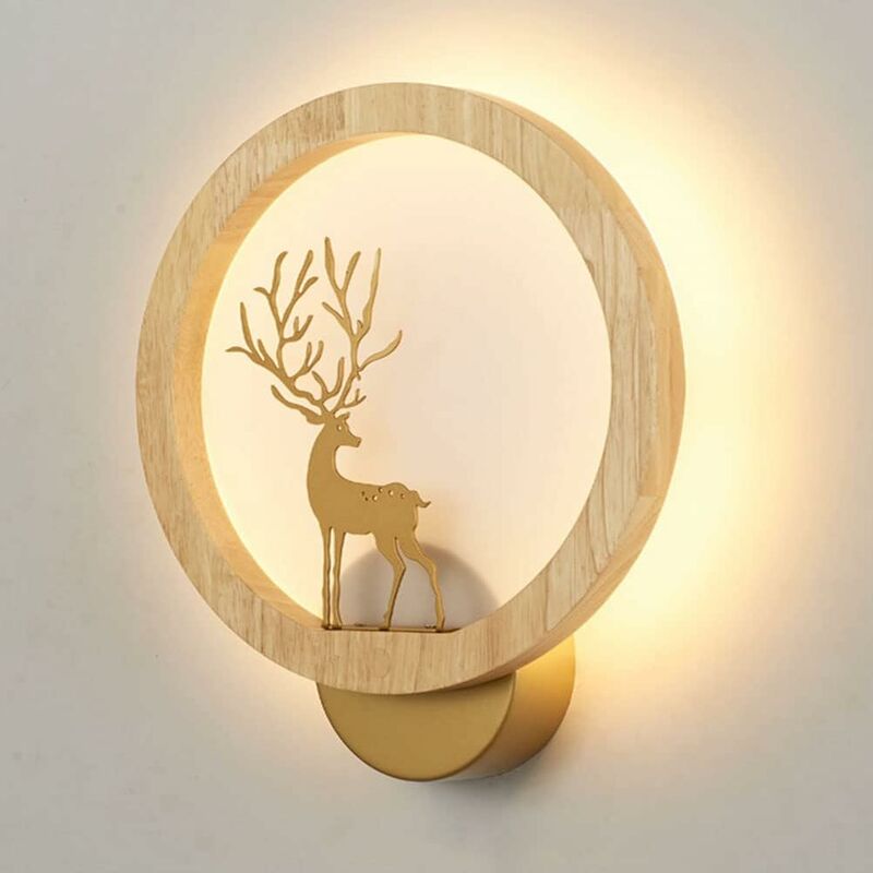 foto del prodotto fortuneville ring applique in legno dimmerabile led applique rotonda per interni 15w 1200lm 3000k 6000k alluminio applique da parete in acrilico