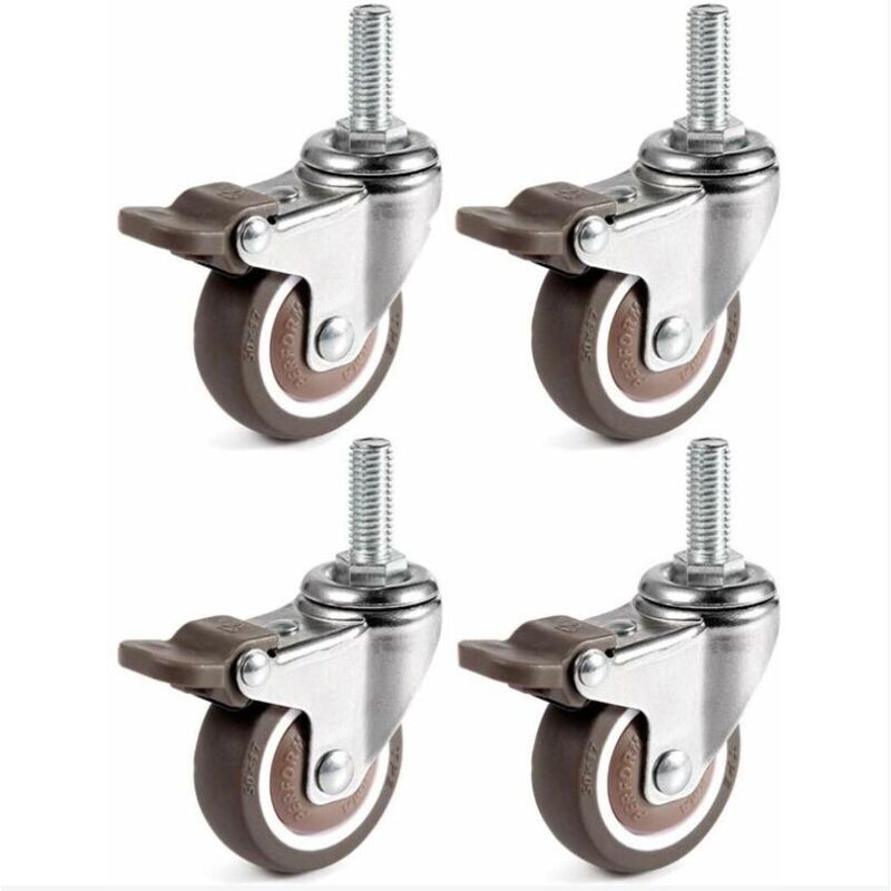 foto del prodotto fortuneville rotelle girevoli da 4 pezzi, rotelle per mobili su palo da 25 mm m6 x 15 mm per carrelli