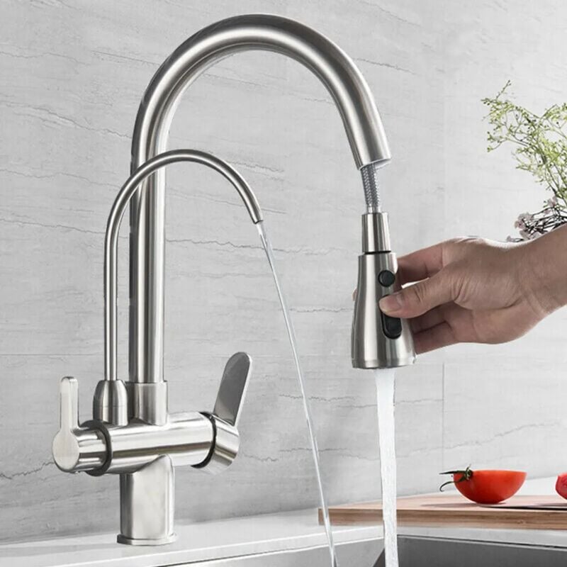 foto del prodotto fortuneville rubinetto a 3 vie filtro acqua espandibile doccia rubinetto da cucina rubinetto per acqua potabile