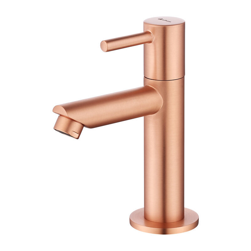 foto del prodotto fortuneville rubinetto acqua fredda rubinetto lavaggio a mano rubinetti lavabo bagno corpo in ottone cromato elegante aeratore rimovibile oro rosa