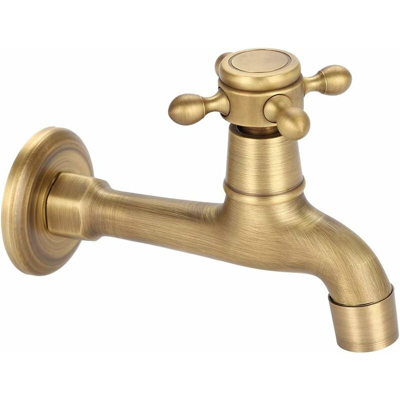 foto del prodotto fortuneville rubinetto acqua, rubinetto a muro in ottone massiccio vintage a parete, rubinetto singolo per acqua fredda per cucina, bagno,