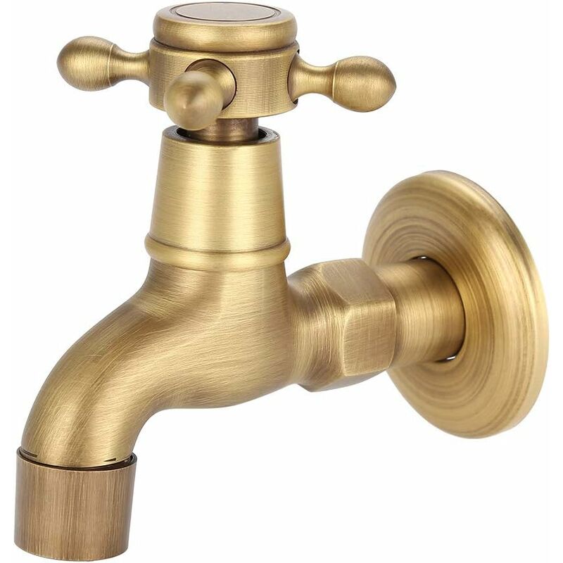 foto del prodotto fortuneville rubinetto acqua, rubinetto a muro in ottone massiccio vintage a parete, rubinetto singolo per acqua fredda per cucina, bagno,