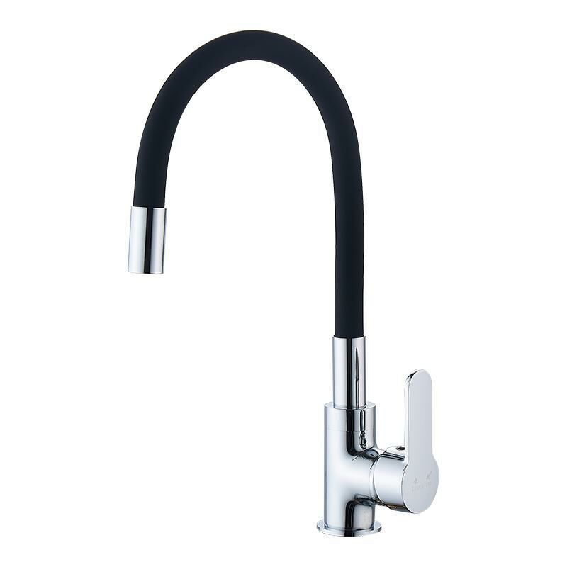 foto del prodotto fortuneville rubinetto cucina con beccuccio flessibile, miscelatore monocomando lavello, cromo, nero, con tubo ingresso acqua, acqua calda e fredda