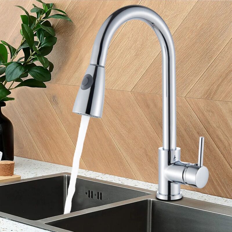 foto del prodotto fortuneville rubinetto cucina estensibile in acciaio inox con doccia miscelatore cucina 360 
