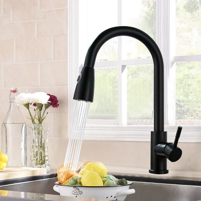 foto del prodotto fortuneville rubinetto cucina estensibile in acciaio inox con doccia miscelatore cucina 360 