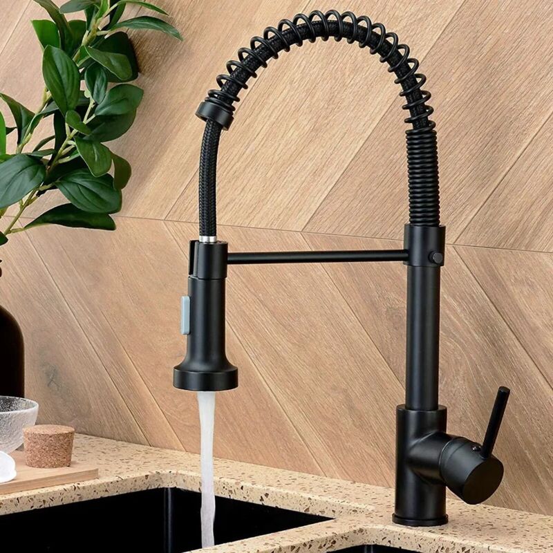 foto del prodotto fortuneville rubinetto cucina nero con miscelatore monocomando doccia cucina inox estensibile a 360 