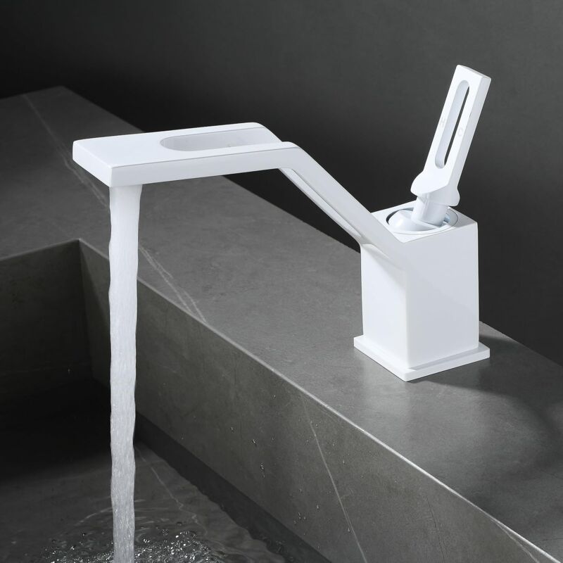 foto del prodotto fortuneville rubinetto da bagno bianco miscelatore caldo e freddo a 1 foro installazione rubinetto per wc in ottone lk 60509 w