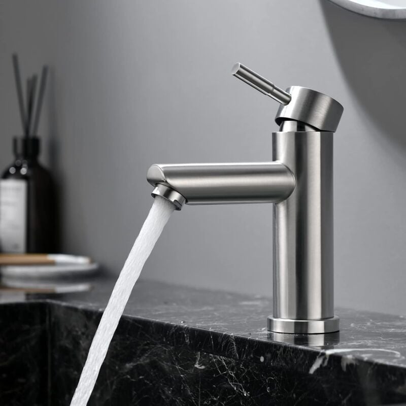 foto del prodotto fortuneville rubinetto da bagno, rubinetto per lavabo in acciaio inossidabile, regolazione calda e fredda, rubinetto da bagno con tubo rubinetto