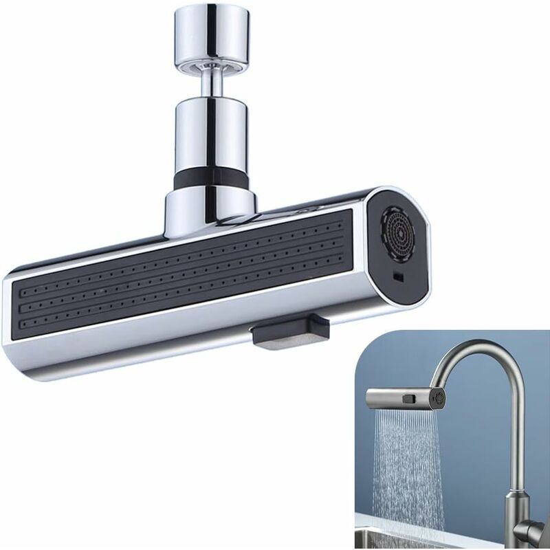 foto del prodotto fortuneville rubinetto da cucina a cascata, girevole a 360 , rubinetto da cucina ad alta pressione, ugello a spruzzo a 3 funzioni, ideale per