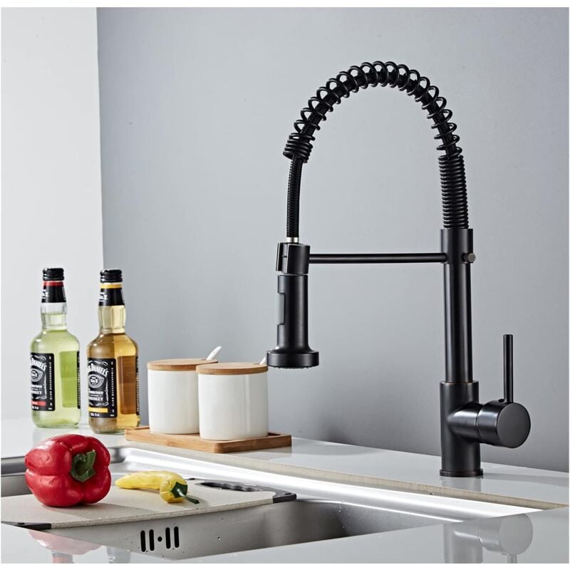 foto del prodotto fortuneville rubinetto da cucina con spruzzatore girevole rubinetto da cucina a molla 360 2 modalit di getto con tubi miscelatore monocomando