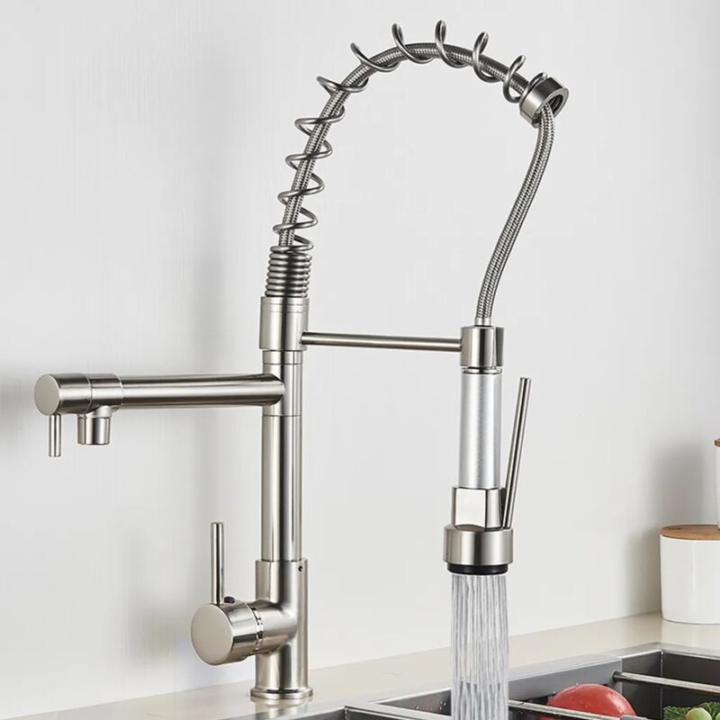 foto del prodotto fortuneville rubinetto da cucina doccia estensibile miscelatore lavello rubinetto in acciaio inox