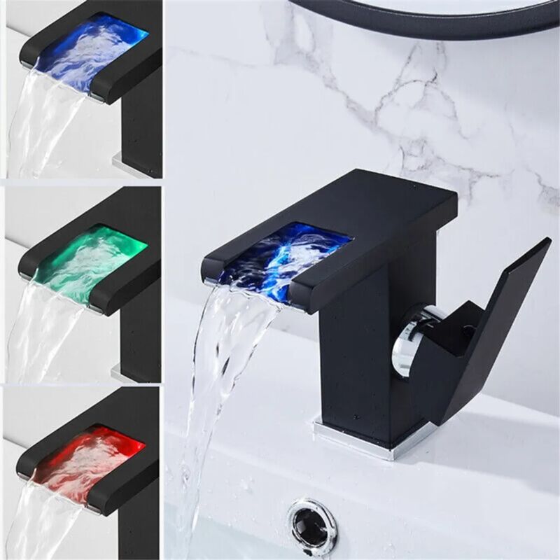 foto del prodotto fortuneville rubinetto del bagno rubinetto del lavandino del bagno rubinetto del lavandino del bagno led nero