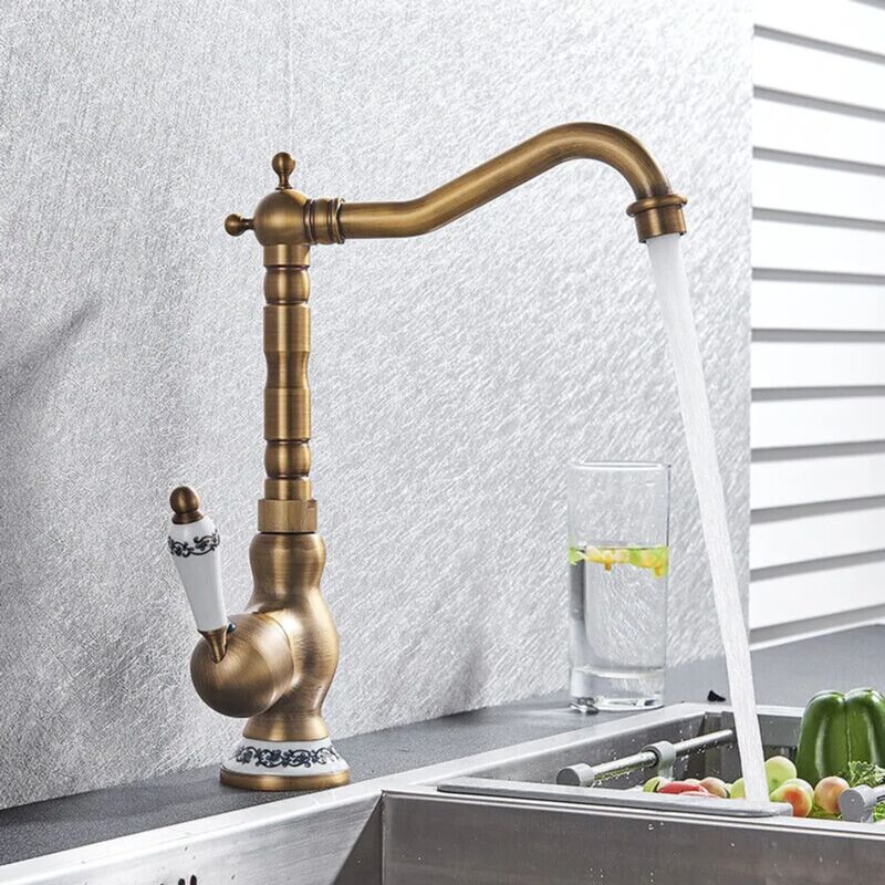foto del prodotto fortuneville rubinetto lavabo miscelatore 360 lavabo bagno ottone anticato