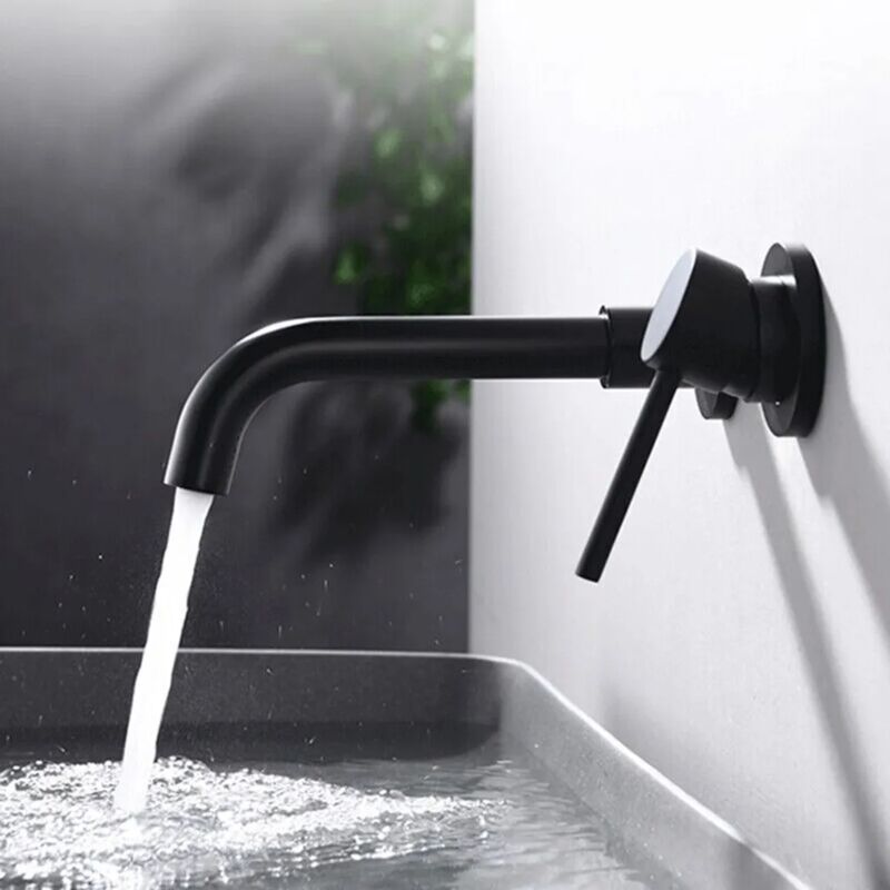 foto del prodotto fortuneville rubinetto lavabo nero, lavabo bagno, miscelatore a parete