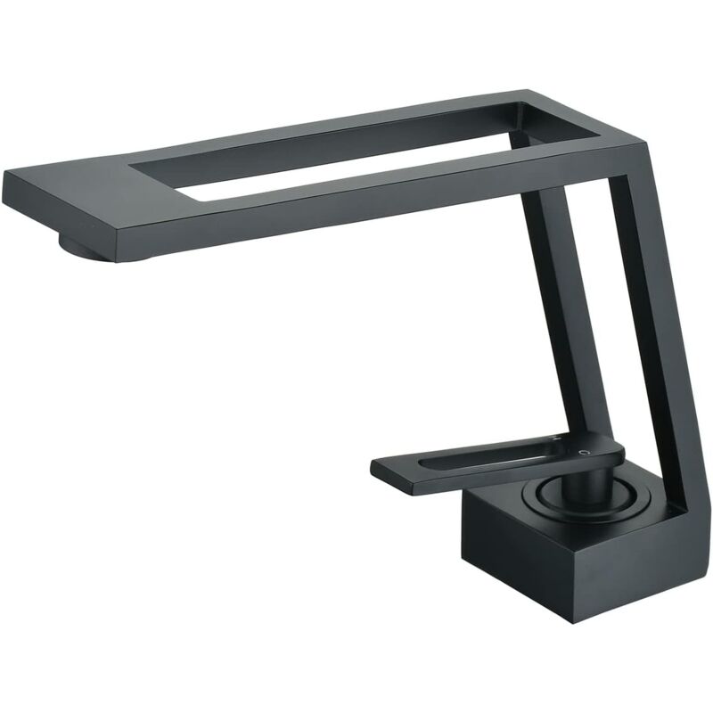 foto del prodotto fortuneville rubinetto miscelatore bagno nero, rubinetto miscelatore lavandino bagno, design creativo, nero opaco, beccuccio sottile 1pz