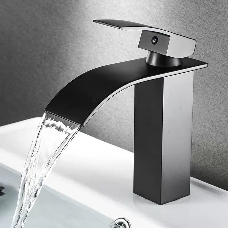 foto del prodotto fortuneville rubinetto per lavabo a cascata rubinetto per bagno monocomando a cascata nero rubinetto per lavabo monoforo cartuccia in ceramica